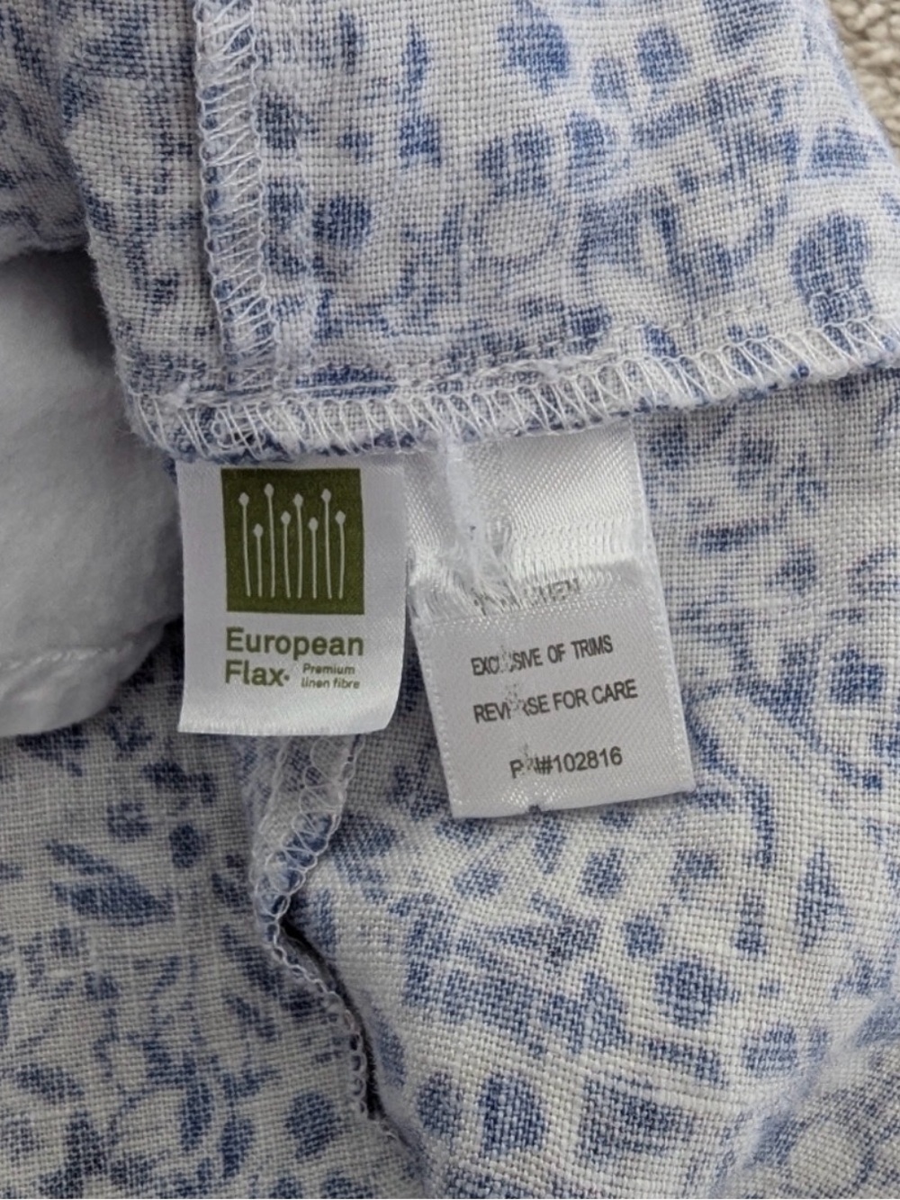 Garnet Hill Linen Relaxed Popover Shirt Dress Floral Blue Medium Like New - Picture 5 of 5
